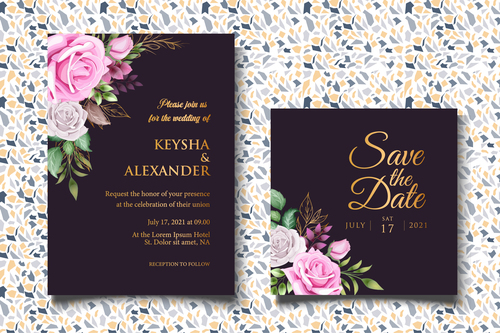 Bright colored wedding invitation card vector