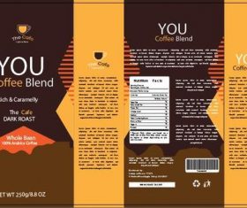 Brown and yellow coffee packaging vector
