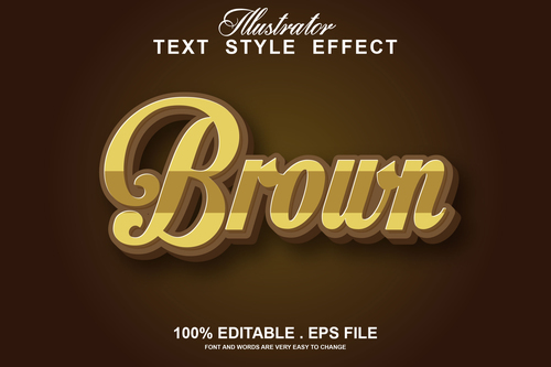 Brown background golden font text style effect vector
