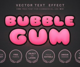 Bubble gum editable font text design vector