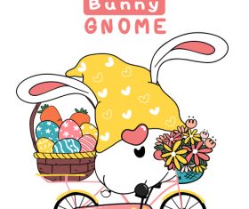Bunny gnome easter on easter egg bike vector