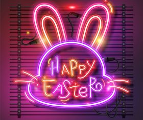 Bunny neon easter vector