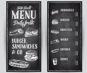 Burger sandwiches menu card vector