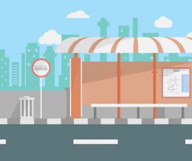 Bus terminal illustration background vector