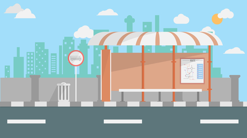 Bus terminal illustration background vector