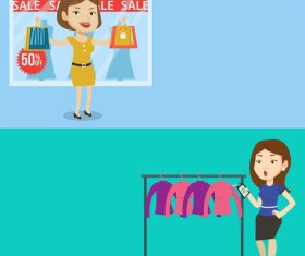 Buying discounted goods cartoon illustration vector
