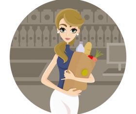 Buying food cartoon illustration vector