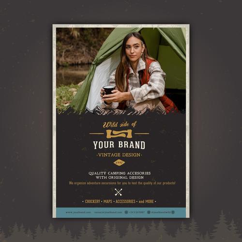 Camping homepage design vector