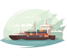 Cargo ship cartoon illustration vector