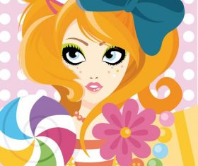 Cartoon blond girl illustration vector