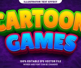 Cartoon games 3d editable text style effect vector