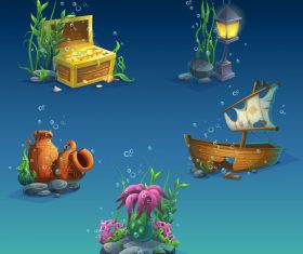 Cartoon underwater world vector