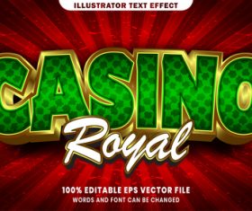 Casino royal 3d editable text style effect vector
