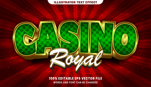 Casino royal 3d editable text style effect vector