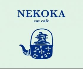 Cat cafe logo vector