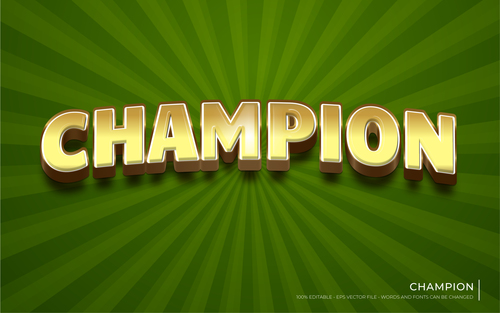 Champion text style effect vector