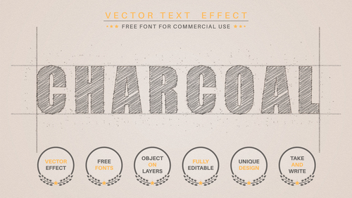 Charcoaleditable text style effect vector