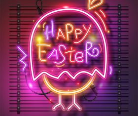 Chick neon easter vector