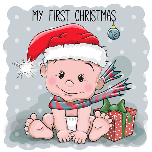 Christmas baby cartoon illustration vector