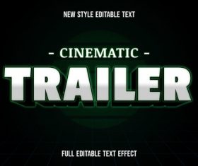 Cinematic trailer editable text effect vector