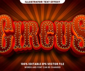 Circus 3d editable text style effect vector