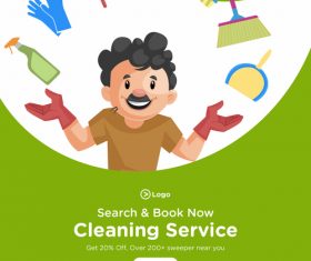 Cleaning service cartoon illustration vector