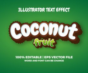 Coconut fruit text style effect vector