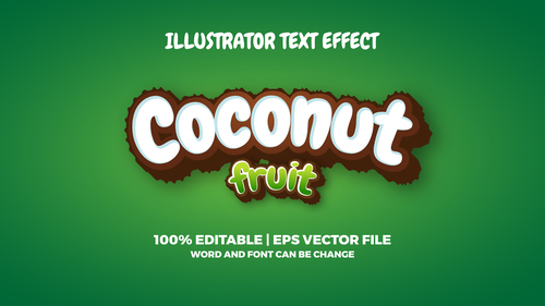 Coconut fruit text style effect vector