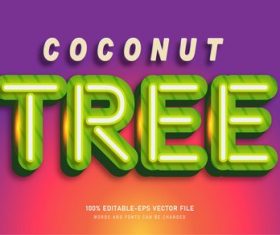 Coconut tree text style effect vector