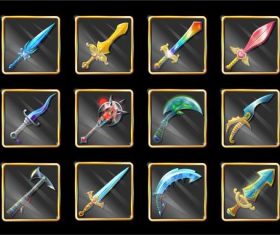 Cold weapon icon set vector