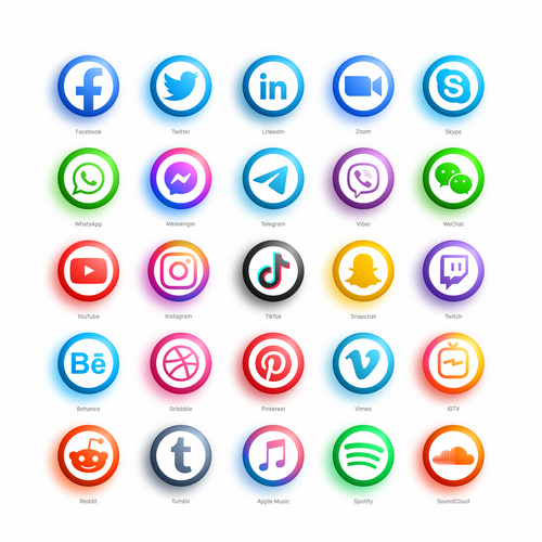 Colorful social media icons vector
