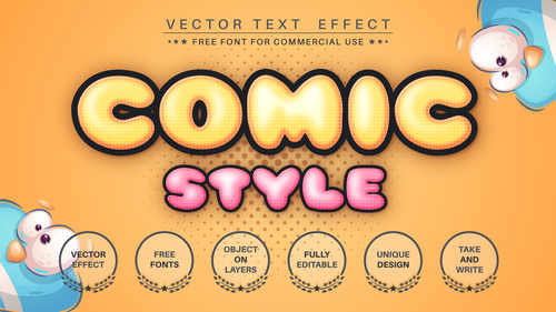 Comic style editable font text design vector
