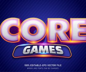 Core game text style effect vector