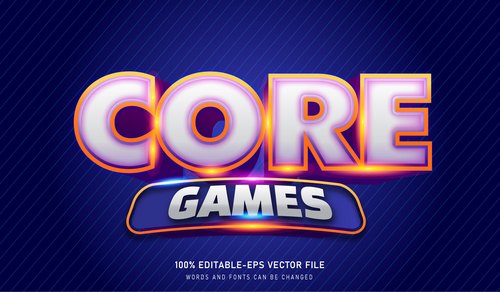 Core game text style effect vector