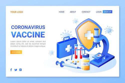 Coronavirus vaccine appointment website page vector