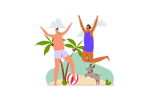 Couple holiday on the beach illustration vector