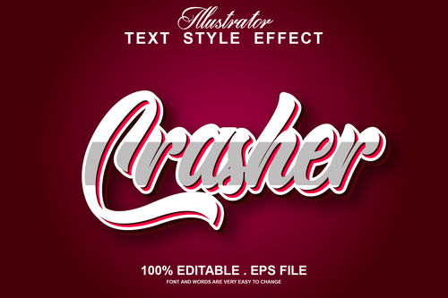 Crasher text style effect vector