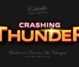 Crashing thunder editable font and 3d effect vector