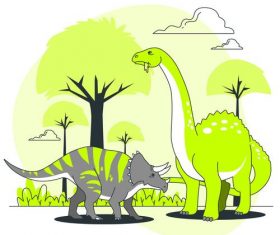 Cretaceous dinosaur illustration vector