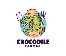 Crocodile farmer logo template vector