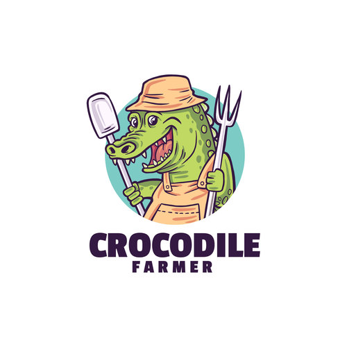 Crocodile farmer logo template vector