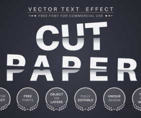 Cut paper editable font text design vector