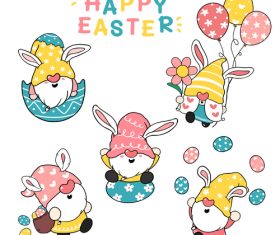 Cute bunny ears gnome easter clip art vector