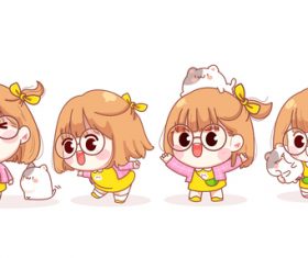 Cute cartoon little girl vector