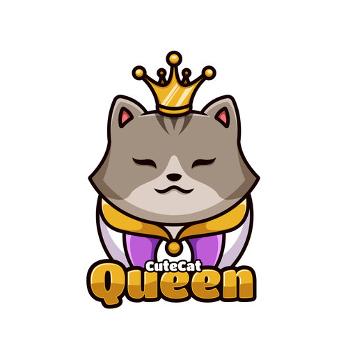 Cute cat queen cartoon vector