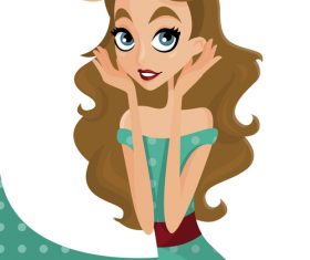 Cute girl cartoon illustration vector