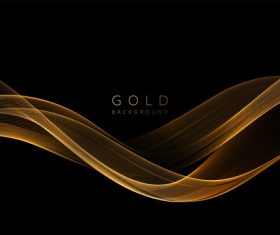 Dark abstract shiny golden wavy background vector