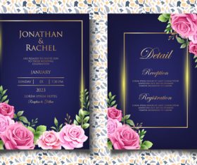 Dark background with roses invitation card vector