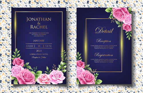 Dark background with roses invitation card vector