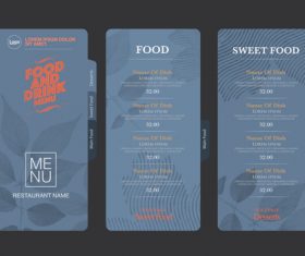 Dark blue background menu card vector